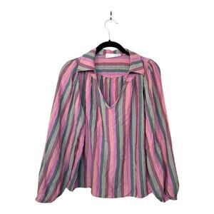 Self Contrast Traci Blouse in Plum Rainbow Size S